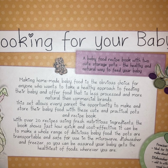 NEW 2013 Parragon Books "Cooking for your Baby." Recipe Book/ 2 Storage Pots - Picture 4 of 6